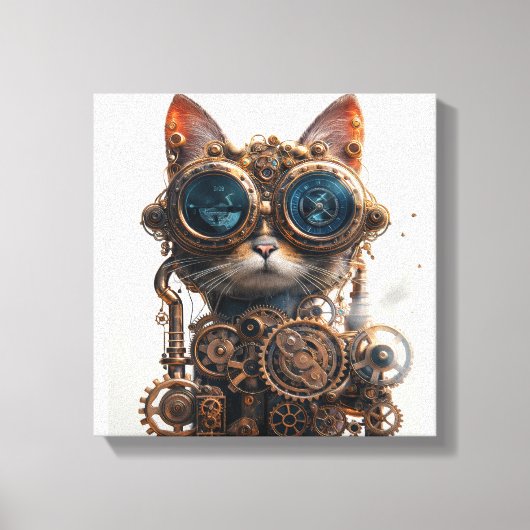 スチームパンクの猫の発明家 キャンバスプリント (正面)