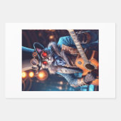 スチームパンクの猫：ハイカラな帽子、眼鏡、ギター - デコパージュ ラッピングペーパーシート (正面2)