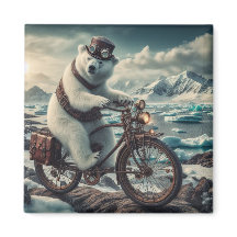 スチームパンクの白熊の自転車乗り マグネット