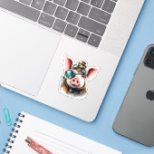 スチームパンクの豚 シール (ノートパソコンとiPhone)