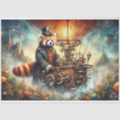 スチームパンクの赤パンダの旅のデコパージュ 薄葉紙 (正面)