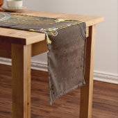 スチームパンクの錆びた背景(ターコイズレンズ付き) ショートテーブルランナー (インサイチュ)