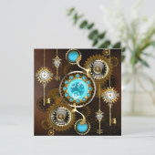 スチームパンクの錆びた背景(ターコイズレンズ付き) セーブザデート (スタンド正面)