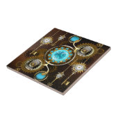 スチームパンクの錆びた背景(ターコイズレンズ付き) タイル (側面)