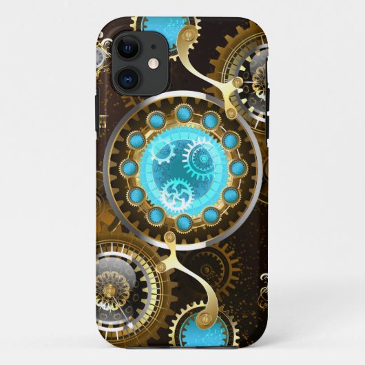 スチームパンクの錆びた背景(ターコイズレンズ付き) Case-Mate iPhoneケース (裏面)