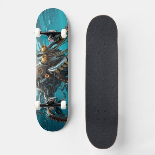スチームパンクの鎧を持つイカ スケートボード (正面)