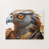 スチームパンクの鎧を持つタカ ジグソーパズル (横)