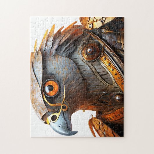 スチームパンクの鎧を持つタカ ジグソーパズル (縦)