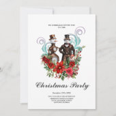 スチームパンクの雪だるまとスチームパンクの雪の女 招待状 (正面)