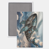 スチームパンクの雲の中のクジラ マグネット (正面/裏面)