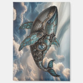 スチームパンクの雲の中のクジラ マグネット (正面)
