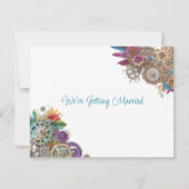 スチームパンクをテーマにしたウェディング・セーブ・ザ・デート 招待状 (裏面)