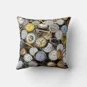 スチームパンクをテーマにしたポケットウォッチ、ギア、時計 クッション (裏面)