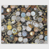 スチームパンクをテーマにしたポケットウォッチ、ギア、時計 ラッピングペーパー (フラット)