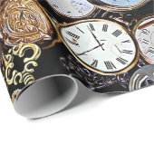 スチームパンクをテーマにしたポケットウォッチ、ギア、時計 ラッピングペーパー (ロールコーナー)