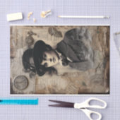 スチームパンクインスパイア混合メディアポートレート 薄葉紙 (クラフト)