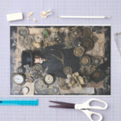 スチームパンクインスパイア混合メディアポートレート 薄葉紙 (クラフト)