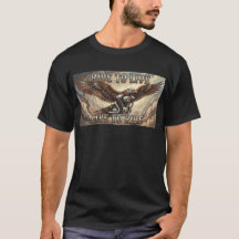 スチームパンクイーグルとVツイン ライドトゥライブ バイカーTシャツ