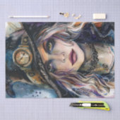 スチームパンクウィッチハロウィーンの水色 薄葉紙 (クラフト)