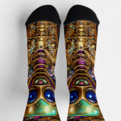 スチームパンクエイリアングリーンブルー&ブラウン ソックス (上部)