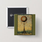 スチームパンクエッフェルタワー&ホットエアバルーン 缶バッジ (正面&裏面)