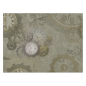 スチームパンクオリーブグリーンヴィンテージプリント テーブルクロス (正面(横))