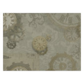 スチームパンクオリーブグリーンヴィンテージプリント テーブルクロス (正面(横))