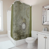 スチームパンクオリーブグリーン金属 シャワーカーテン (インサイチュ)