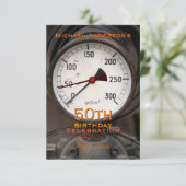 スチームパンクオールドマノメーター50th誕生祝い 招待状 (スタンド正面)