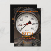 スチームパンクオールドマノメーター50th誕生祝い 招待状 (正面/裏面)