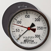 スチームパンクオールドマノメーター80誕生日ボタン 缶バッジ (正面&裏面)