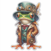 スチームパンクカエル透明ステッカー シール (正面)