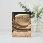 スチームパンクカップのコーヒーソースとポケットウォッチ付き ポストカード (スタンド正面)