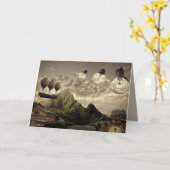 スチームパンクカントリーサイドのグリーティングカード カード (黄色い花)