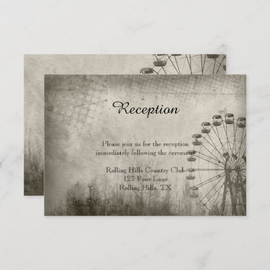 スチームパンクカーニバルトップハットウェディングレセプション 招待状 (正面/裏面)