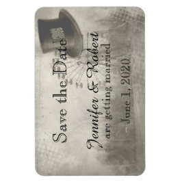 スチームパンクカーニバルトップハットウェディング日付を保存 マグネット