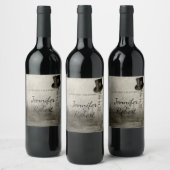 スチームパンクカーニバルトップ結婚ハットのワインラベル ワインラベル (ボトル)