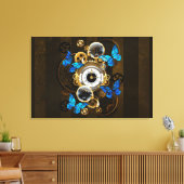 スチームパンクギアとブルーチョウ キャンバスプリント (インサイチュ (リビング))