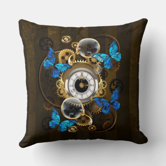 スチームパンクギアとブルーチョウ クッション (裏面)