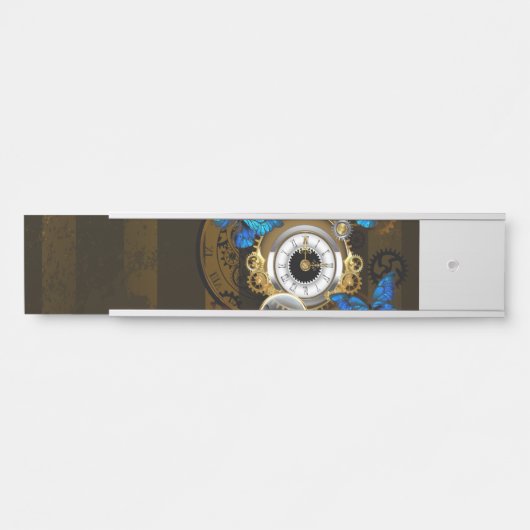 スチームパンクギアとブルーチョウ サインプレート (正面)