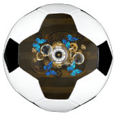 スチームパンクギアとブルーチョウ サッカーボール (回転)