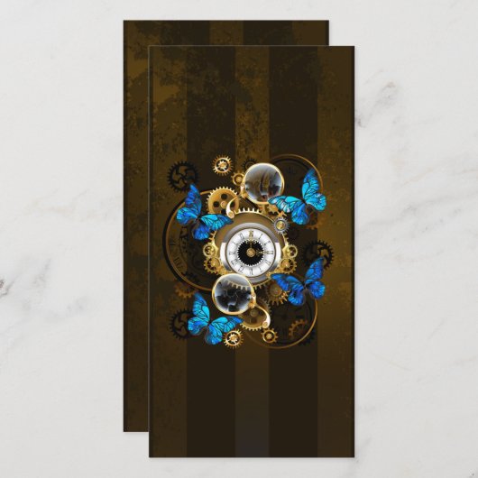 スチームパンクギアとブルーチョウ サンキューカード (正面/裏面)