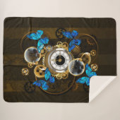 スチームパンクギアとブルーチョウ シェルパブランケット (正面(横))
