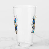 スチームパンクギアとブルーチョウ タンブラーグラス (左)