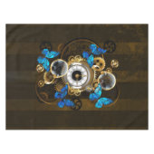 スチームパンクギアとブルーチョウ テーブルクロス (正面(横))