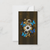 スチームパンクギアとブルーチョウ ノートカード (正面)
