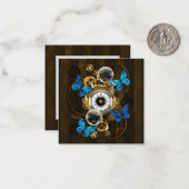 スチームパンクギアとブルーチョウ ノートカード (正面/裏面インサイチュ)