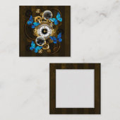 スチームパンクギアとブルーチョウ ノートカード (正面/裏面)