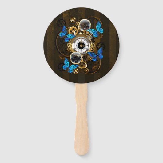 スチームパンクギアとブルーチョウ ハンドファン (正面)
