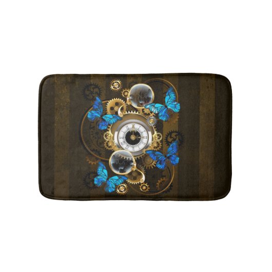 スチームパンクギアとブルーチョウ バスマット (正面)